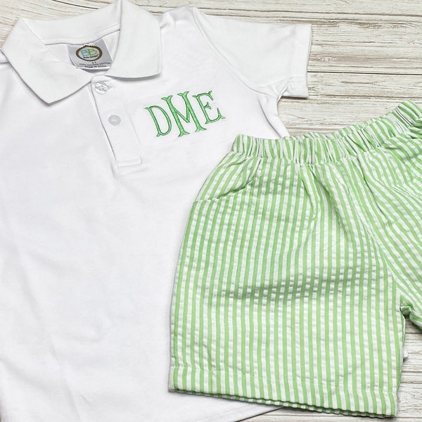 Boys Monogrammed Polo and Shorts Set / Toddler Monogrammed Polo / Boys Shorts Outfit / Personalized Shirt / Toddler Monogrammed Outfit