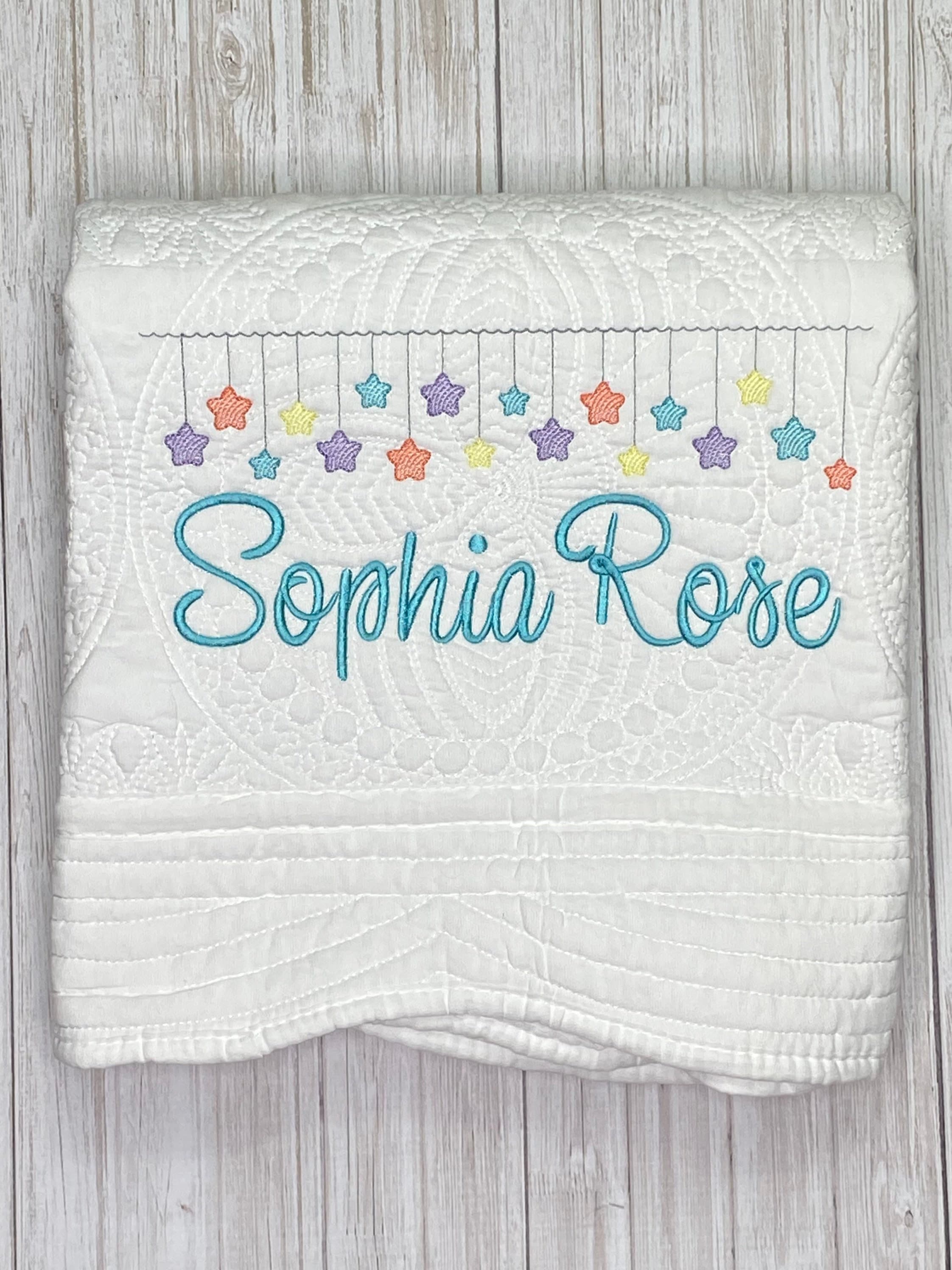 Personalized Baby Quilt: Stars Nursery Decor, Heirloom Gift
