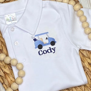 Boys Golf Shirt / Personalized Golf Collar Shirt / Golf Cart Polo / Toddler Golfing Polo / Long Sleeve / Short Sleeve / Christmas Gift
