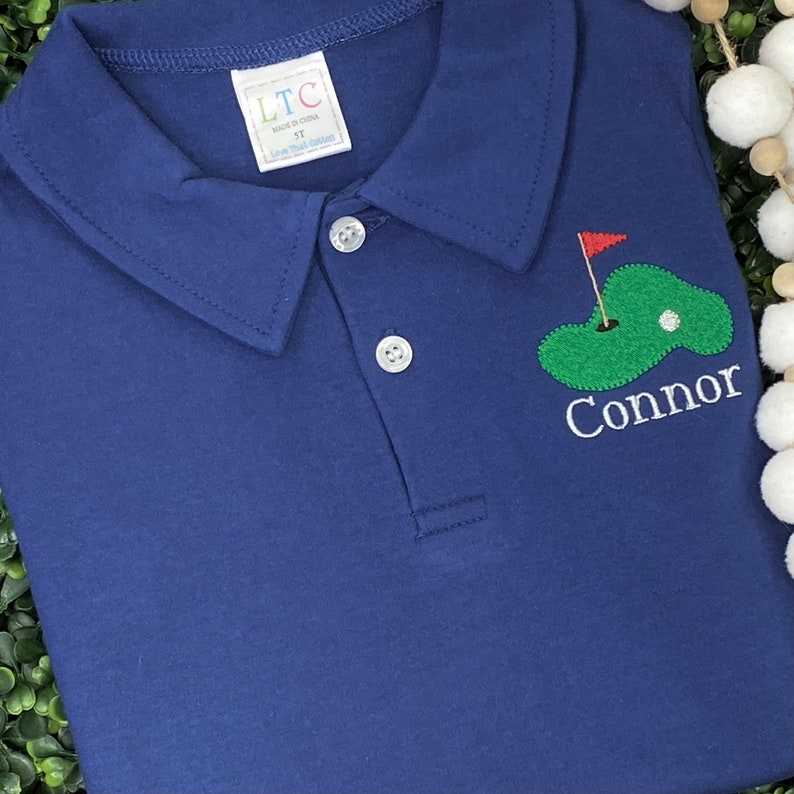 Personalized Boys Golf Polo: Custom Collar Shirt, Birthday Gift image 1