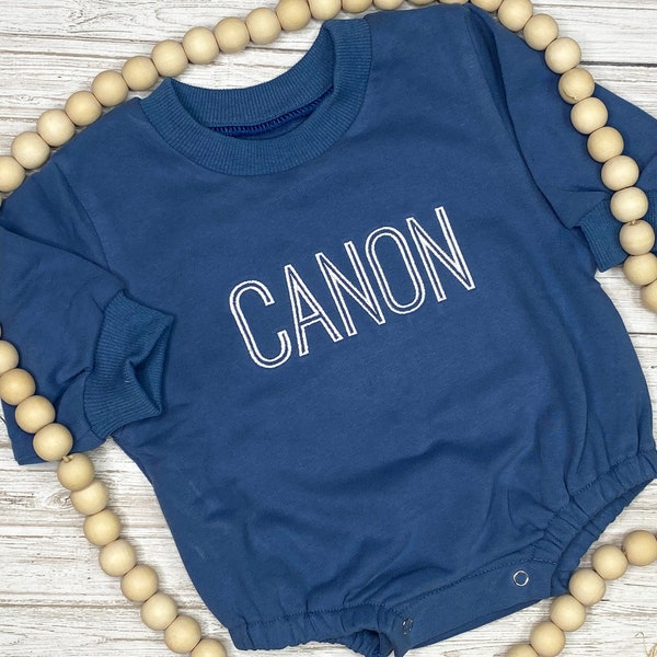 Personalized Baby Bubble Romper: Embroidered Organic Cotton Sweatshirt