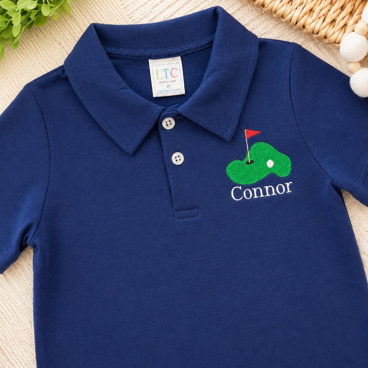 Personalized Boys Golf Polo Shirt: Embroidered Name, Cotton Collared Shirt