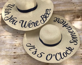 Custom Embroidered Floppy Sun Hat, Personalized Beach Hat