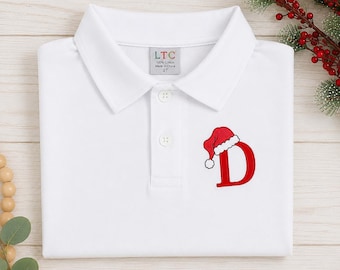 Personalized Christmas Polo Shirt | Boys Santa Monogrammed Holiday Outfit