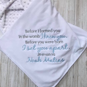 Personalized Bible Verse Baby Blanket, Baby Shower gift, Baby Keepsake