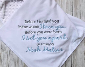 Personalized Bible Verse Baby Blanket, Baby Shower gift, Baby Keepsake