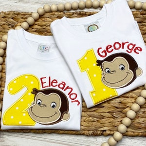 Curious George Birthday T-Shirt, Personalized Monkey Birthday Shirt, First Birthday T-Shirt, Custom Birthday Shirt