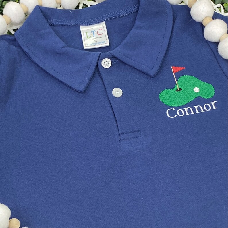 Personalized Boys Golf Polo: Custom Collar Shirt, Birthday Gift image 3