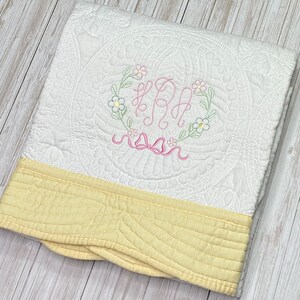 Baby Girl Floral Heirloom Quilt, Baby Shower Gift for Girl, Nursery Decor, Baby Keepsake, Baby Blanket, Crib Quilt