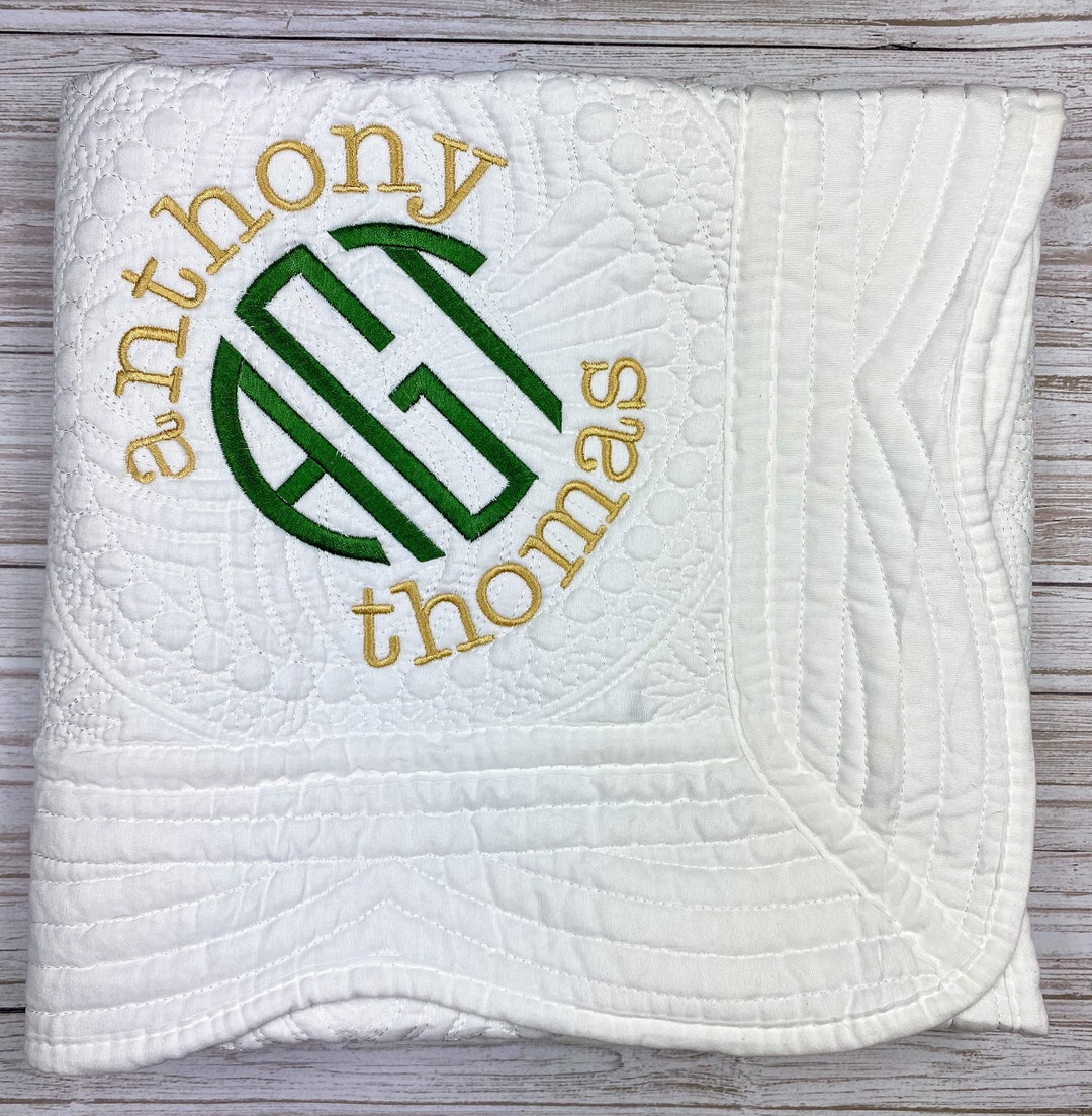 Quilted Monogram Personalized Monogram Baby Quilt: Cotton Heirloom Keepsake (36x46) - Etsy