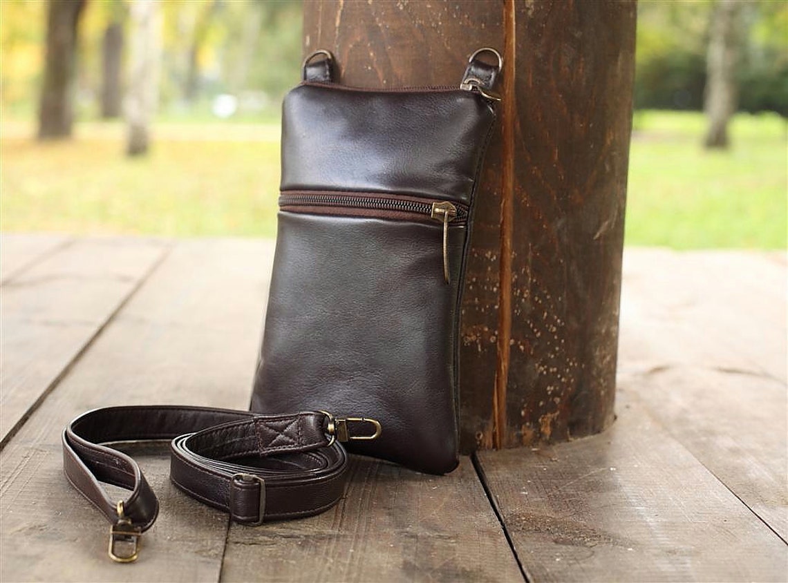 Small Crossbody Brown Bag Iphone X Brown Leather Bag Gift Etsy