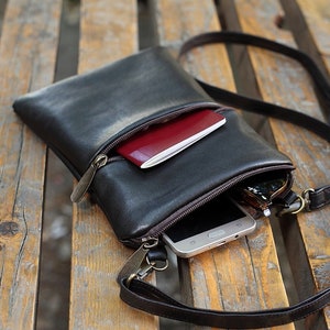 Sac bandoulière en cuir marron / Sac bandoulière iPhone X / Sac de voyage / Sac Samsung Galaxy 9