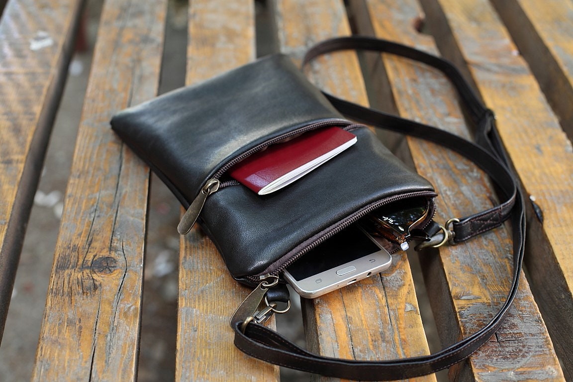Crossbody Leather Brown Bag / Iphone X Crossbody Bag /travel Etsy