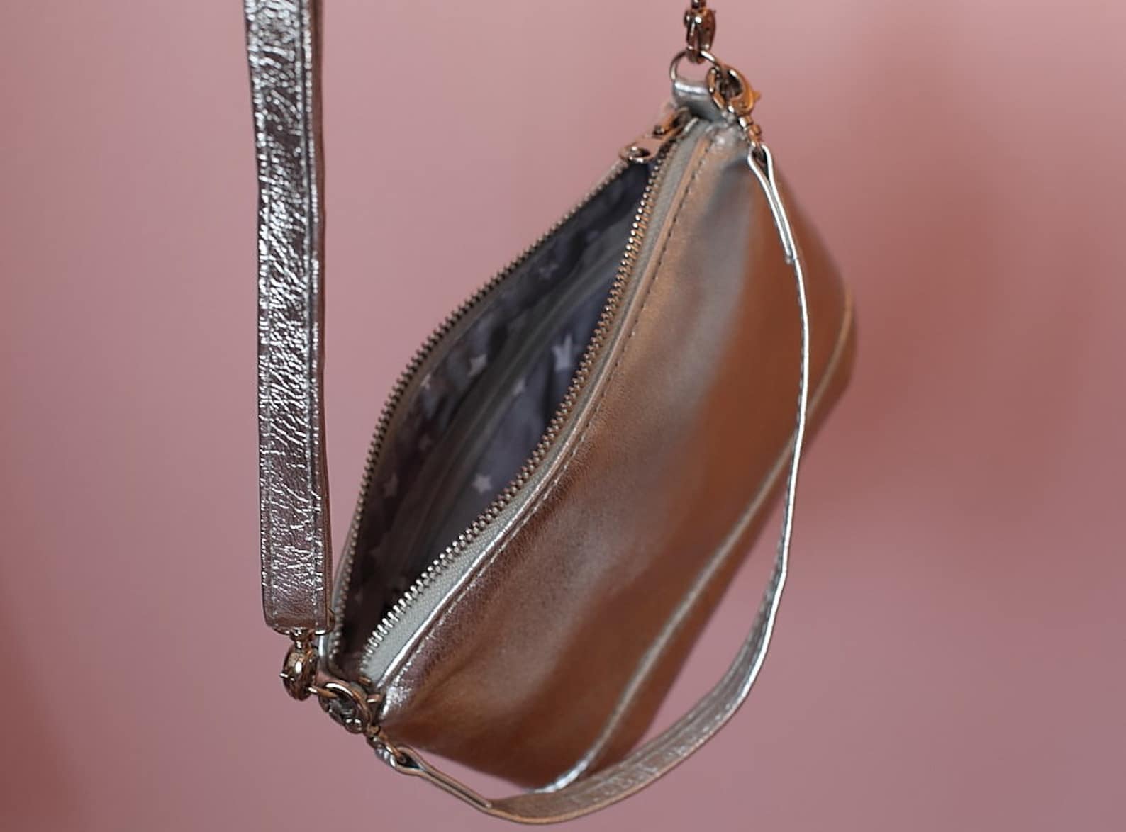 Silver Leather Small Crossbody Bag Silver Evening Bag Hand Etsy Australia