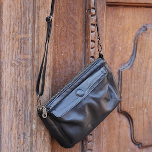 Schwarze Leder Crossbody Bag, Umhängetasche, Hobo Bag