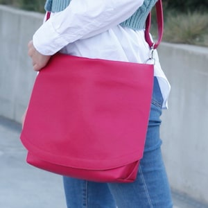 Sac en cuir rose rose, sac bandoulière