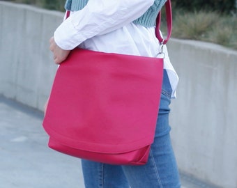 Rose Pink Leather Bag, Crossbody bag