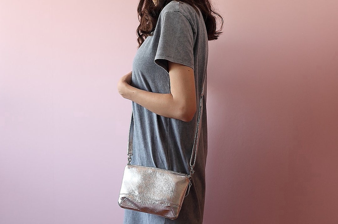 Silver Leather Small Crossbody Bag, Silver Evening Bag, Hand Bag, Wistlet Bag - Etsy