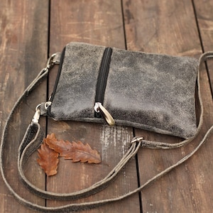 Crossbody Small Bag Distressed Leather / Bag For Smartphone Samsung iPhone /Travel bag