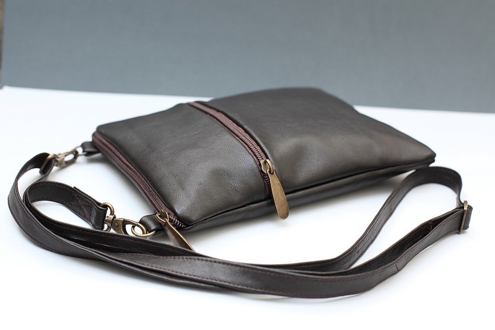 Crossbody Leather Brown Bag / Iphone X Crossbody Bag /travel Etsy