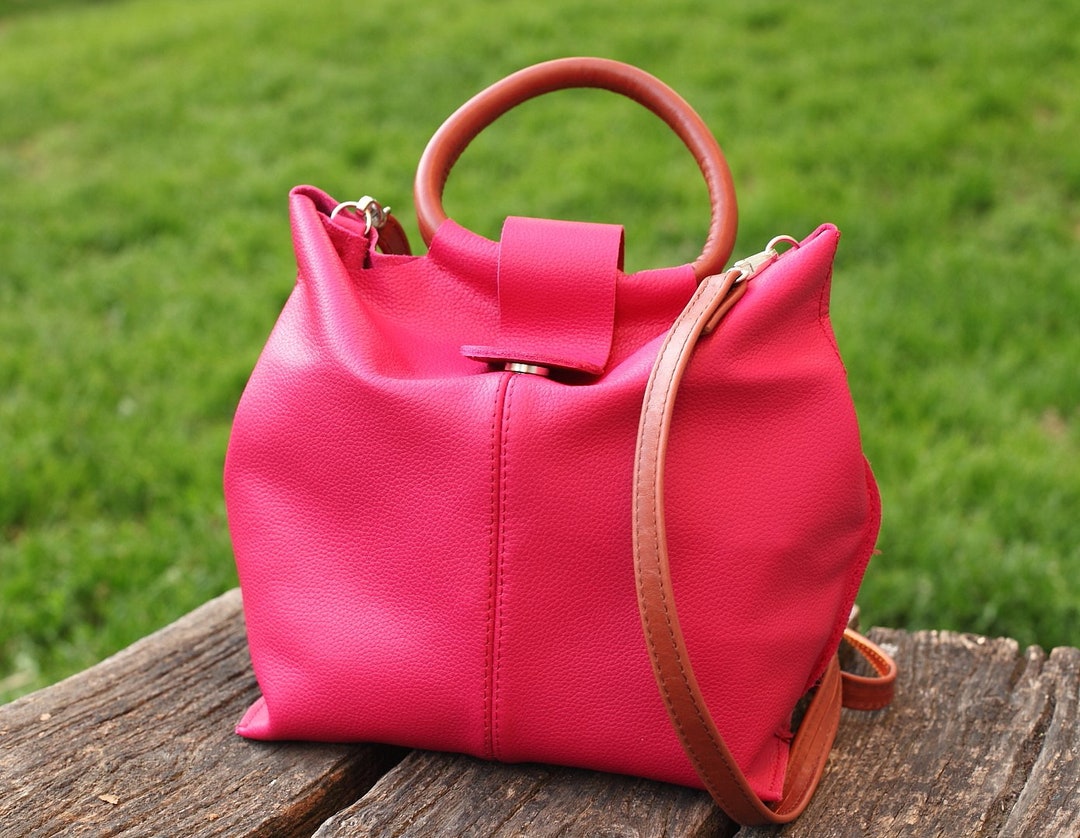 Arco Hobo Leather Handbags - Pink