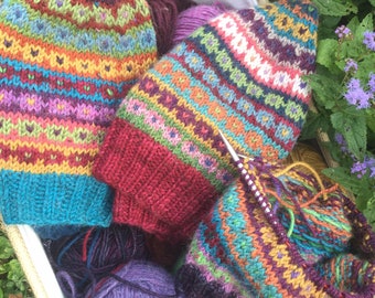 A Foray into Fair Isle:  Exploring Color - PDF Knitting Pattern - Fair Isle Hat Pattern - Seamless - In The Round