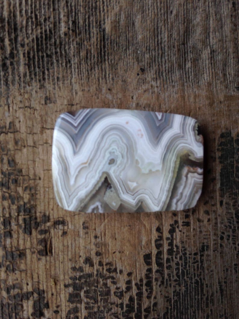Grey and Beige Rectangular White 32.10mm Bargello: Crazy Lace Agate Cabochon