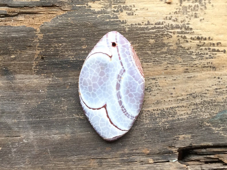 White and Tangerine 48.54mm Touchstone Dragon Veins Agate Pendant Bead Marquise