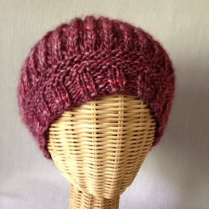PDF Knitting Pattern:  Pomegranate - Brioche Stitch Slouchy Hat - Beginner Pattern