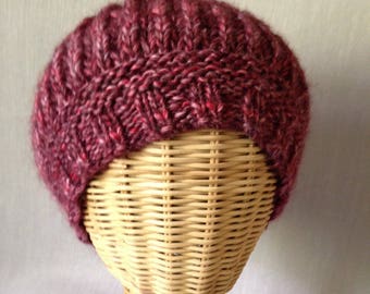PDF Knitting Pattern:  Pomegranate - Brioche Stitch Slouchy Hat - Beginner Pattern