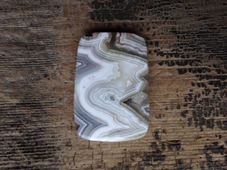 Grey and Beige Rectangular White 32.10mm Bargello: Crazy Lace Agate Cabochon