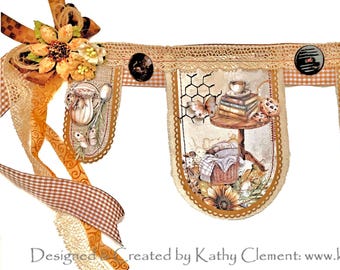 Sunflowers and Butterflies Handmade Country Kitchen Banner