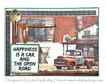 Car Lover's Masculine Greeting Card with Pop Up and Gift Card Wallet
