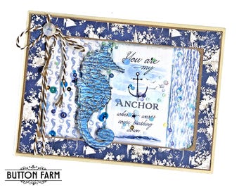 Handmade Nautical Seahorse Shaker Card