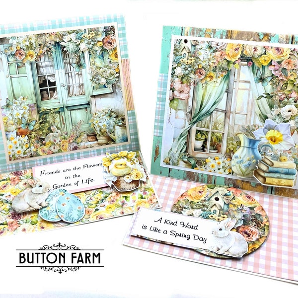 SET of TWO All Occasion Handmade Spring Themed Easel Cards