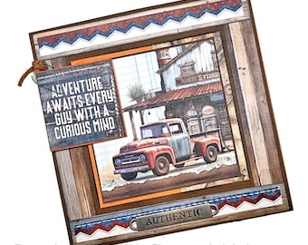 Masculine Vintage Pickup Kinetic Greeting Card with Gift Card Pocket