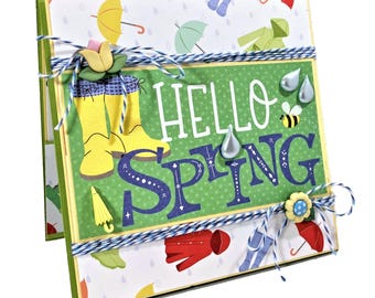 Bright and Cheery Yellow Rain Boots Spring Themed Greeting Card with Gift Card Pocket