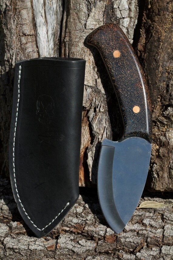 Dark brown handles on hunting knife with sheath Etsy
