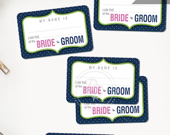 Name Tags Green and Navy Pin Dot Printable Event Wedding Engagement Party Rehearsal Bridal Shower Bachelorette Guest