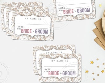 Name Tags Shabby Chic Burlap Lace Printable Event Wedding Engagement Party Rehearsal Bridal Shower Bachelorette Guest INSTANT DOWNLOAD