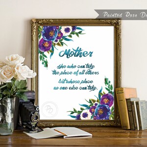 Art Print - Mother Quote Mothers Day Gift Birthday Mom Floral Digital ...