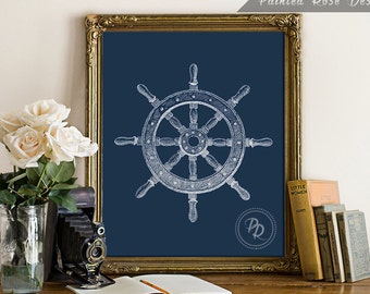 Art Print - Helm Nautical Digital Printable Home Décor Wall Frame Art Gift 8 x 10
