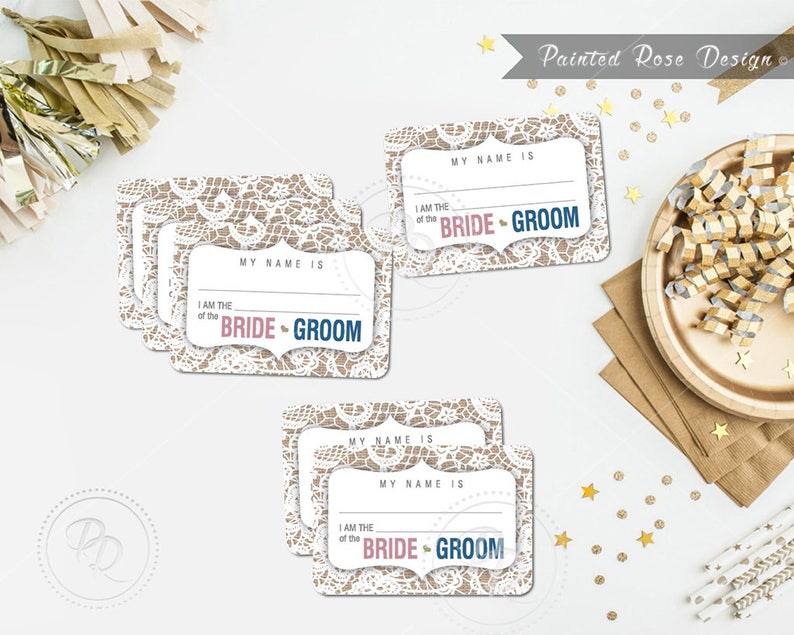 name tags shabby chic burlap lace printable event wedding etsy