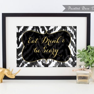 Art Print - Eat Drink Be Scary Halloween Digital Printable Home Décor Wall Frame Art 8 x 10 - ILF