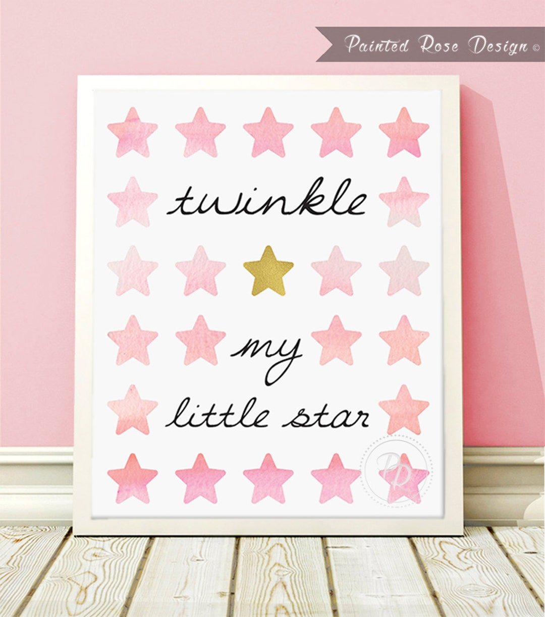 Art Print - Pink Baby Girl Twinkle My Little Star Nursery Baby's Room ...