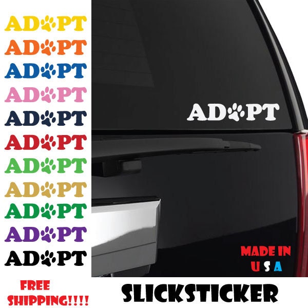 Adopt Paw Print Sticker, Decal, Paw print, Pets, Adopt, puppy, prints, dog, cat, rescue, adoption, pound, pet memories