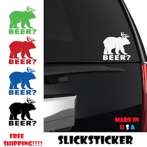Beer Bear Sticker | BEER Bear | Yeti BEER Bear | Beer Sticker | Beer Funny | Beer Decal | Bear Deer Sticker | Beer Bear Deer Sticker