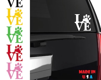 Love Paw Sticker, Decal, Paw print, Pets, Adopt, puppy prints, Rescue, Paw Love, Window, Puppy paw