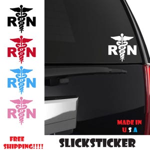 RN Caduceus Vinyl Sticker Registered Nurse LPN EMT Medical Urgent Care Hospital Emergency First Aid Ambulance Any Size