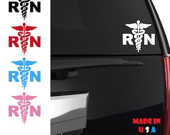 RN Caduceus Vinyl Sticker Registered Nurse LPN EMT Medical Urgent Care Hospital Emergency First Aid Ambulance Any Size